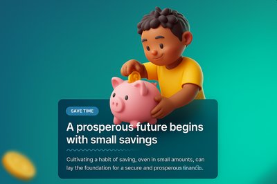 Child Learning to Save with a Piggy Bank