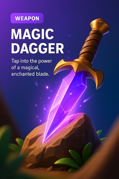 Enchanting Magic Dagger Illustration with Gradient Background