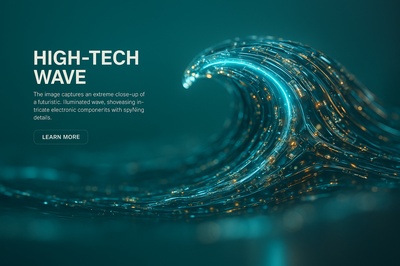 High-Tech Wave: Illuminated Ocean Abstract
