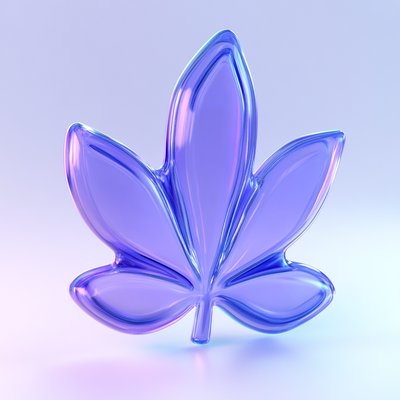Stylized Transparent Leaf Icon with Gradient Colors