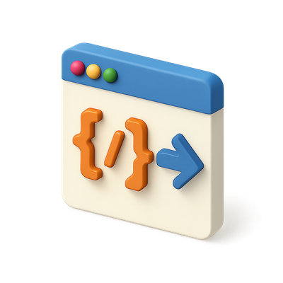 Stylized 3D API Icon with Isometric Design