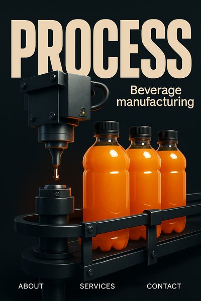 Beverage Manufacturing Process on Conveyor Belt