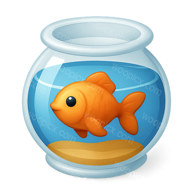 3D Icon of a Goldfish Bowl with Orange Fish