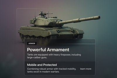3D Tank Illustration with Web Design Elements