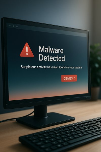 Stylish Web Design with Malware Alert Notification