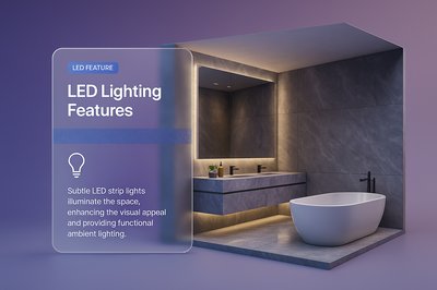 Sleek Grey Marble Bathroom with LED Features