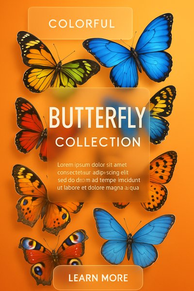 Vibrant Butterfly Collection in Modern Editorial Style