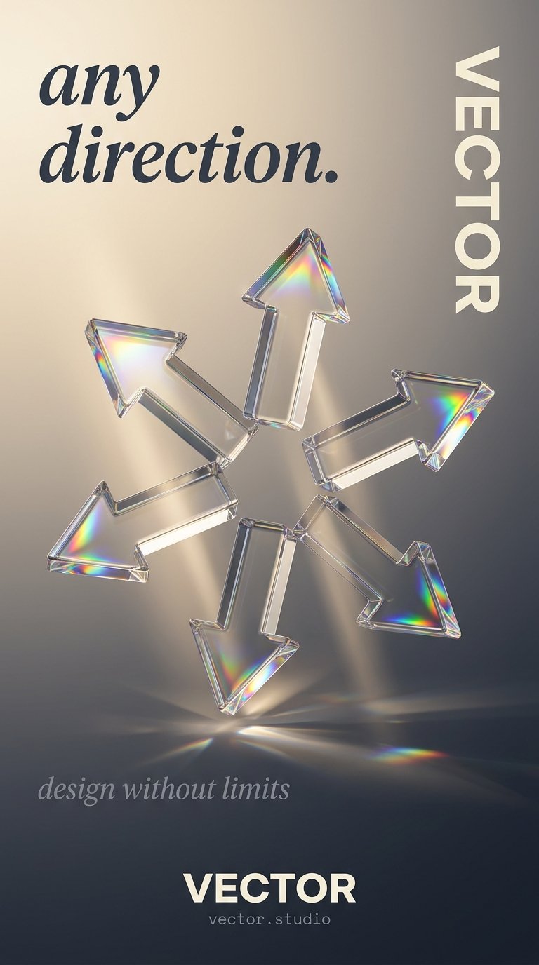 Floating glass arrows in 3D