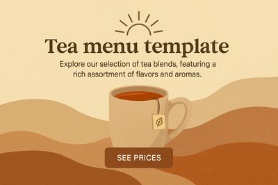 Elegant Boho Tea Menu Template Design for Landing Page
