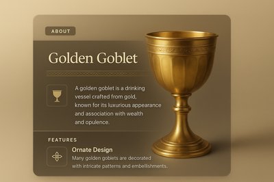 Elegant Golden Goblet with Informative Overlay
