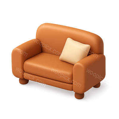 Stylish 3D Couch Icon with Pillow in Isometric View