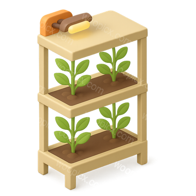 3D Isometric Vertical Farming Icon Design