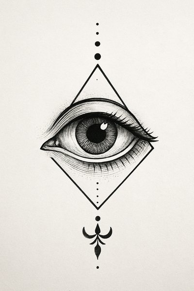 Intricate Eye Illustration with Geometric Elements