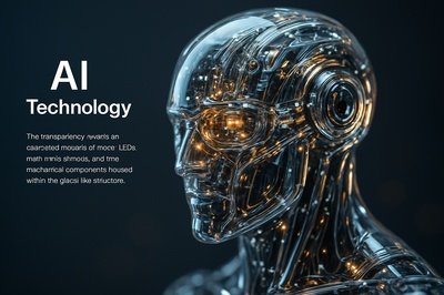 Hyperrealistic Transparent AI Technology with Glowing Components