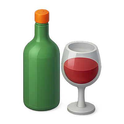 Stylized Wine Bottle and Glass Illustration
