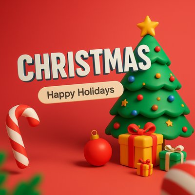 Festive Christmas Holiday Scene with Gifts and Tree