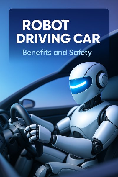 3D Robot Driving a Car with Safety and Benefits Focus