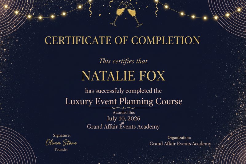 Luxury event planning certificate