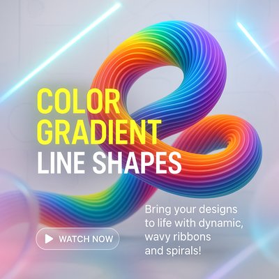 Vibrant Graphic of Color Gradient Line Shapes for Design Inspiration