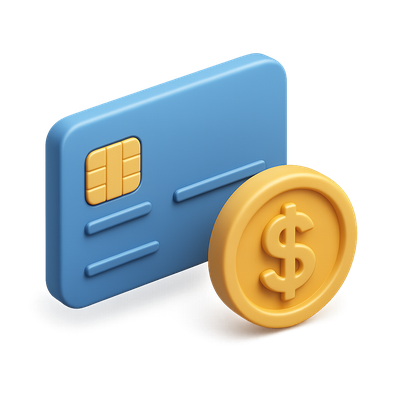 3D Payment Icon Featuring Card and Coin