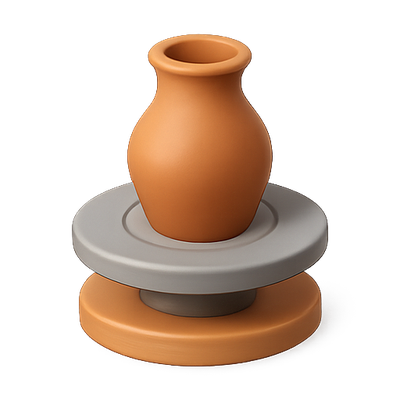 Minimalist 3D Render of a Pottery Vase on a Stand