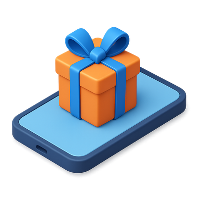 3D Smartphone with Gift Box Icon in Isometric View