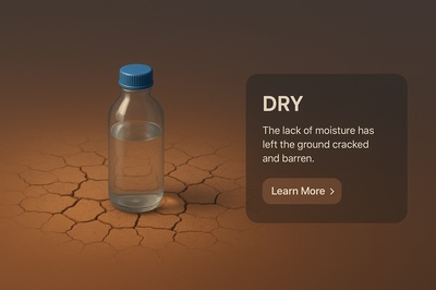 Realistic 3D Scene of Water Bottle on Dry Ground
