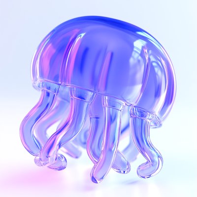 3D Render of a Vibrant Jellyfish in Neon Colors