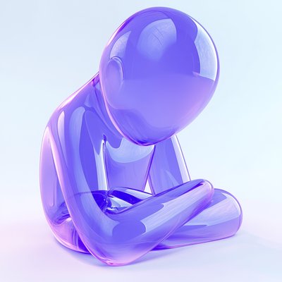 Contemporary Abstract Sculpture of a Sitting Figure