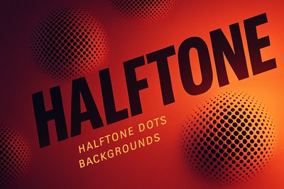 Dynamic Halftone Dots Gradient Pattern with Bold Typography