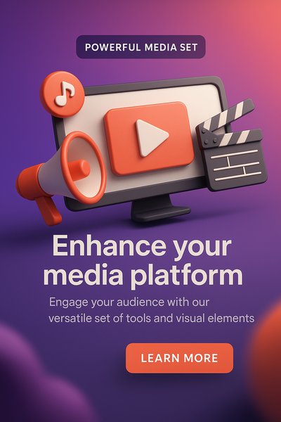 3D Graphic for Media Platform Promotion with Call to Action