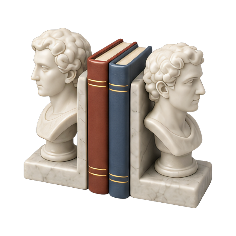 Elegant marble bust bookends