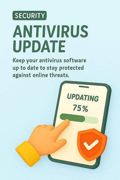 3D Illustration of Antivirus Update Notification