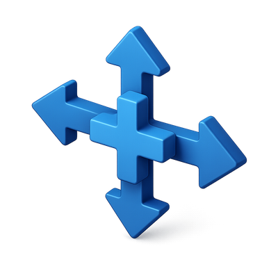 Stylish 3D Directional Arrows Icon for Navigation