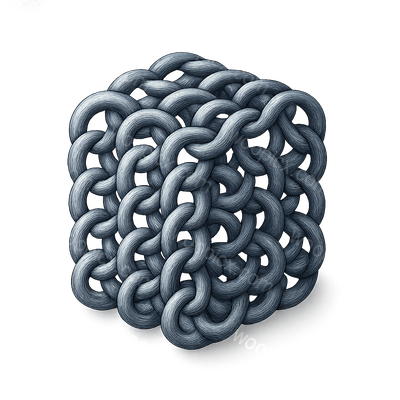 Stylized 3D Chain Icon with Metallic Finish