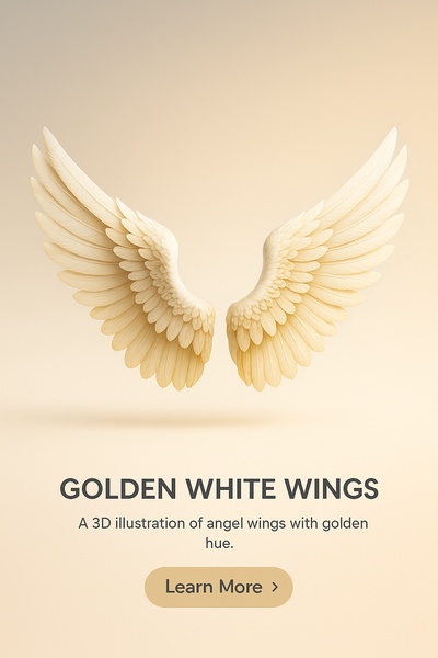 Stunning 3D Illustration of Golden White Angel Wings