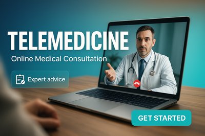Telemedicine Online Consultation Promotional Graphic