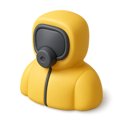 Stylized 3D Hazmat Suit Icon with Volumetric Feel
