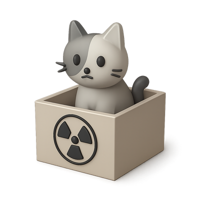 3D Schrodinger's Cat Icon in Isometric Style