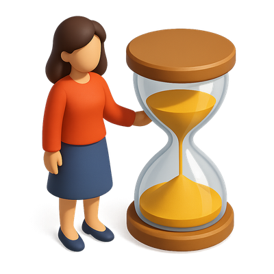 3D Icon of a Woman with Hourglass in Isometric View