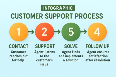 Infographic on Customer Support Process Steps