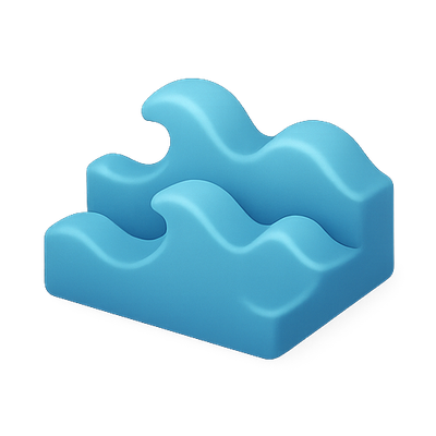 Stylized Blue Wave Sculpture in Modern Design