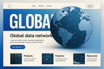 Modern Landing Page Design for Global Data Network