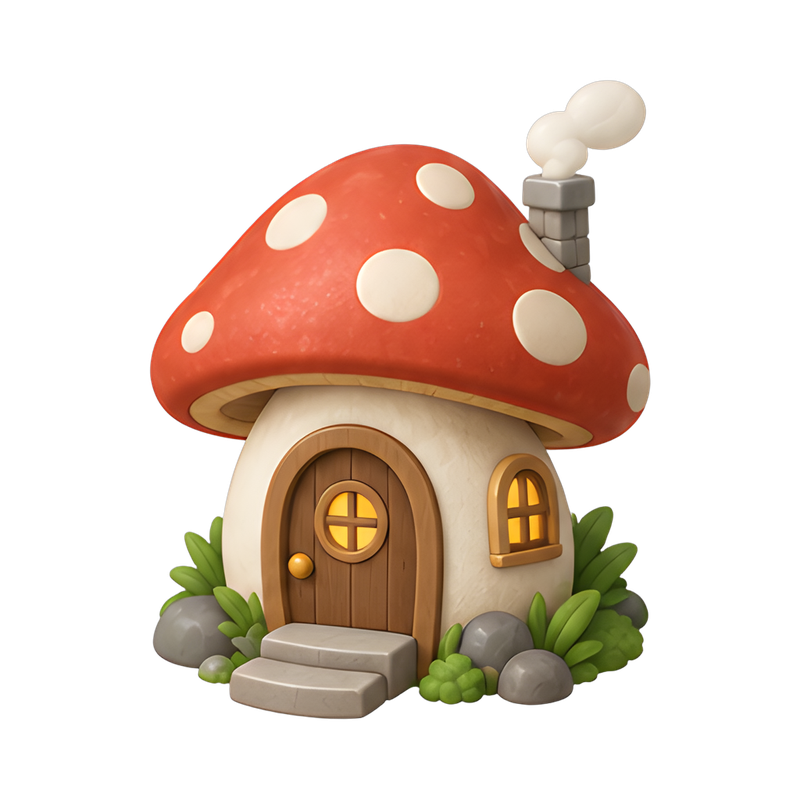 charming toadstool cottage