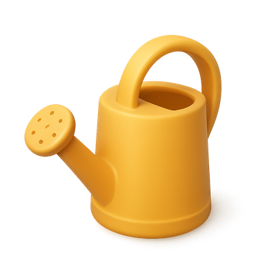 3D Yellow Watering Can Icon with Isometric View