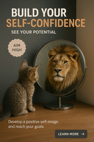 Kitten and Lion Reflection - Building Self-Confidence