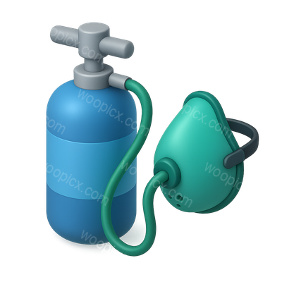 3D Oxygen Tank with Mask Icon in Isometric View