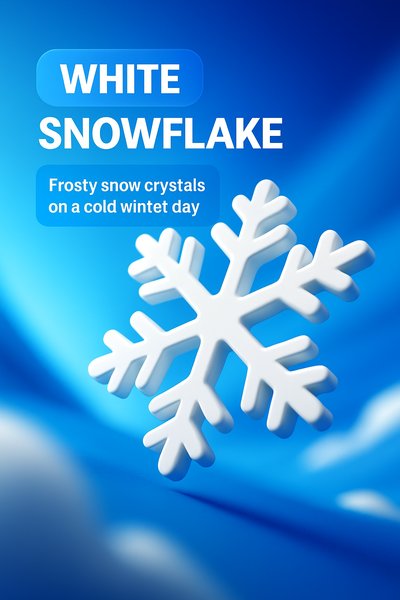 3D White Snowflake on a Frosty Blue Background