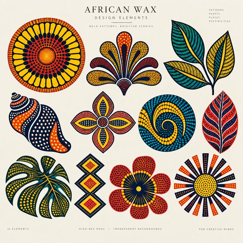 Vibrant African Wax Print Elements