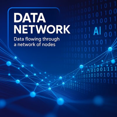 Visual Representation of a Data Network with Nodes and Flow